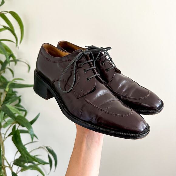 MARE Patent Leather Lace Up Almond-Toe Oxford Loafer Shoes Brown 38.5 main image 4